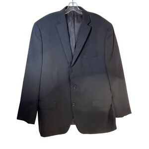 Michael Kors Mens Black 100% Wool Two Button Blazer Jacket 48L